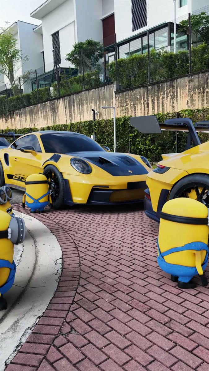 Porsche & Minions — Automotive & character animation film still